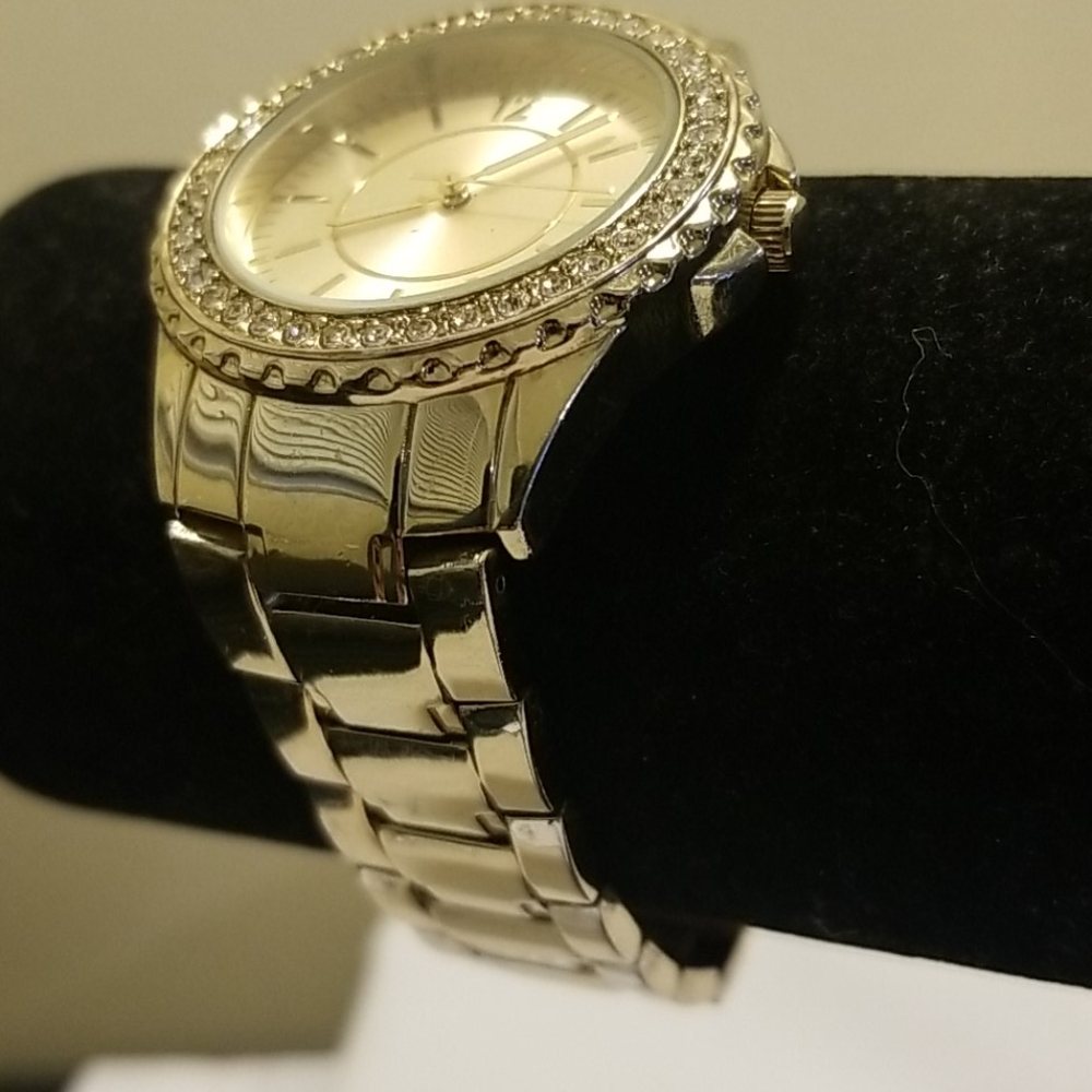 GOLD BLING Ladies Rhinestone Bezel Watch - Picture 2 of 4